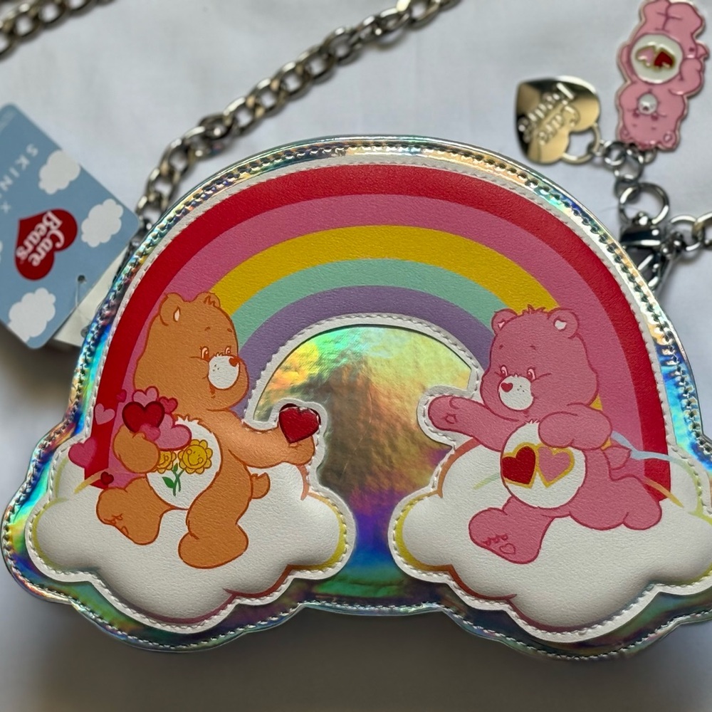 Care Bears x Skinnydip Collaboration Silver Holographic Rainbow Crossbody Charms